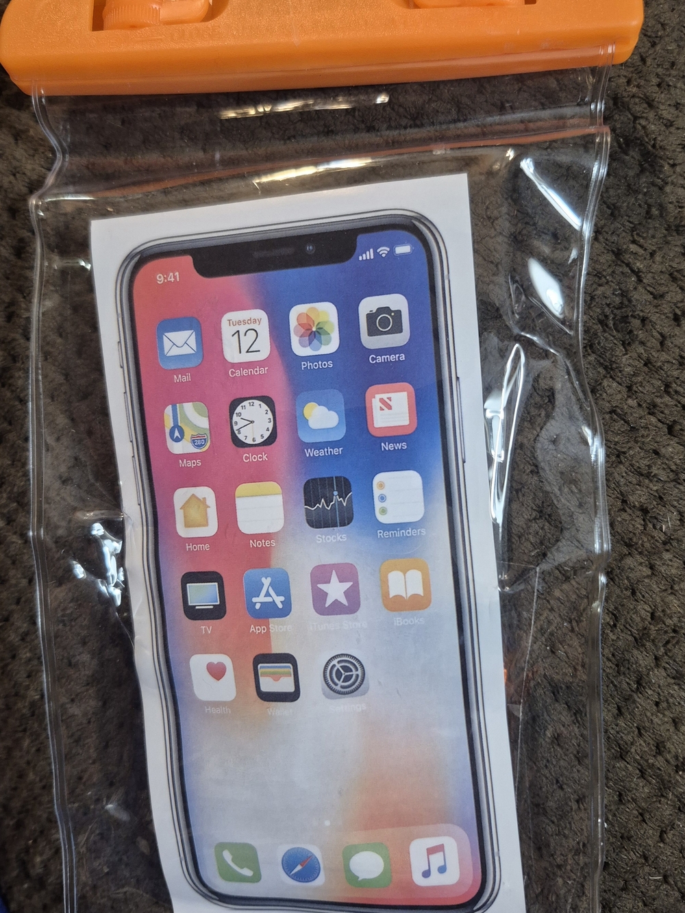 Apple Clear Waterproof Phone Pouch with Orange Clip